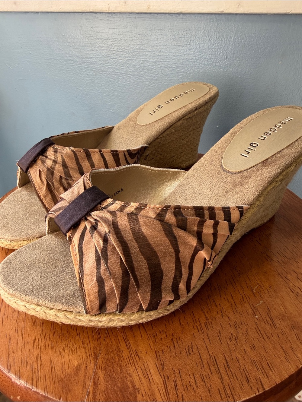 Madden Girl Brown Zebra-Print Wedge Sandals